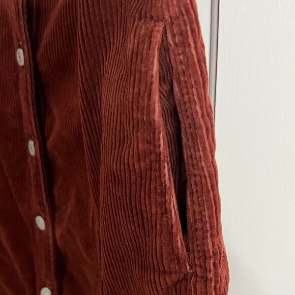 ♥️ Levi's Frances Corduroy Denim Midi Dress Brown Rust Size Large - Picture 7 of 10